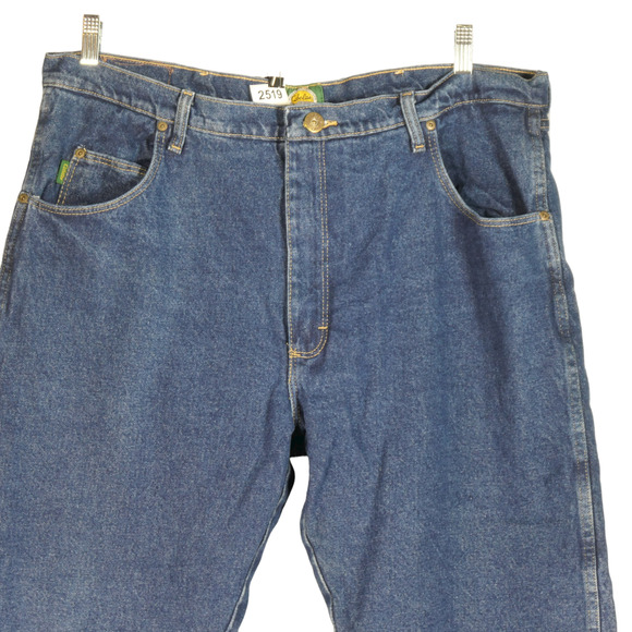 Cabelas Fleece Lined Blue Denim Jeans Mens Size 40 x 30 High Rise Straight Leg - Picture 2 of 9